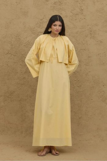 Yellow Veil Jacket Dress Set