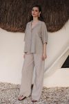 Batwing Sleeve Shirt and Pants Set STONE 9338-TK