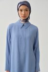 Half Placket Detailed Tunic - Blue