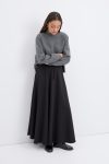 High-Waisted Wide Flare Skirt with Drawstrings in Black
